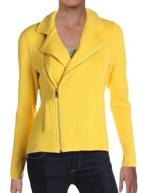 Lauren Ralph Yellow Knit Moto Jacket
Asymmetrical Zip Size S